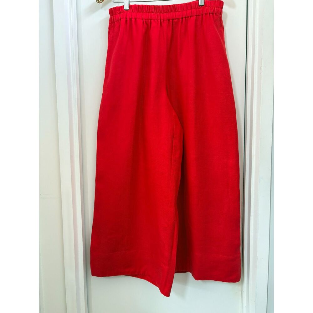 RARE Banana Republic 100% Flax Linen Red High-rise Wide Leg Crop Pants - Medium